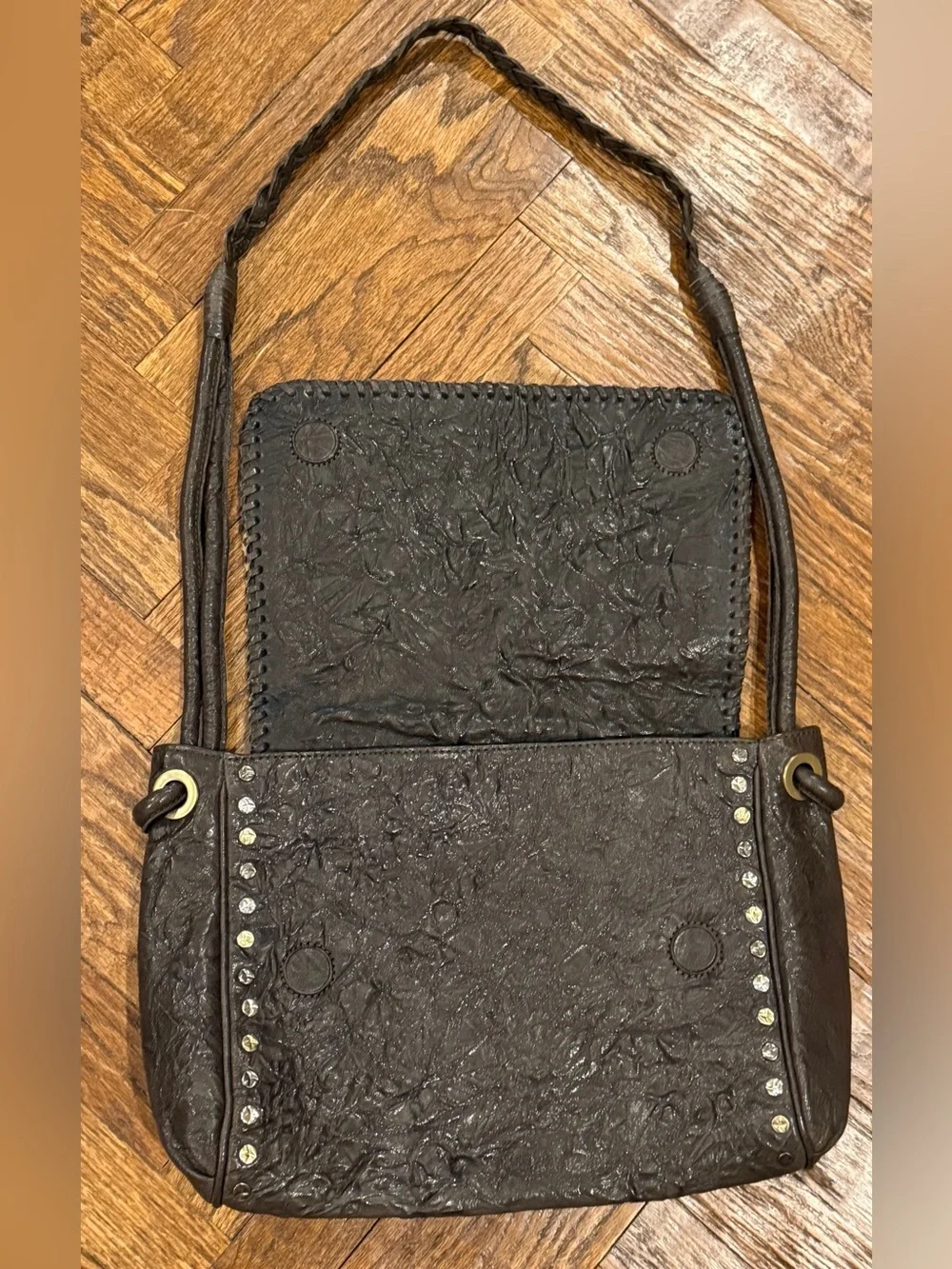 Old Gringo Calf Hair Studded Leather Flap Shoulder Bag Purse